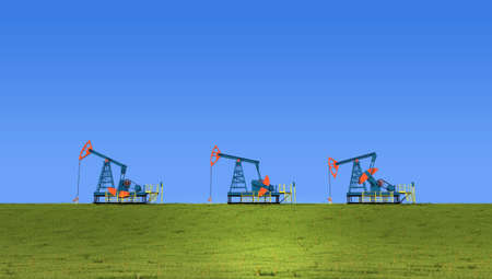 3 of the machine in producing oil field in the skyの写真素材