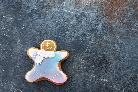 gingerbread man on a dark backgroundの写真素材