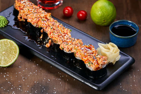 Japanese seafood Oriental food sushi rollsの写真素材