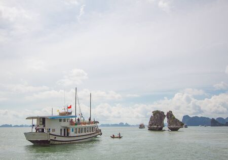Cruise in nature Ha Long Bay Vietnamのeditorial素材