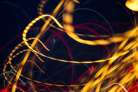 Abstract background of night light line long exposureの写真素材