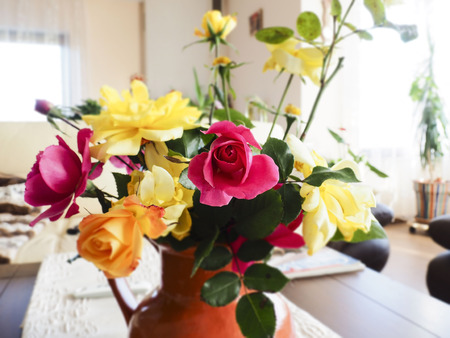 Roses flowers and petals background.の写真素材