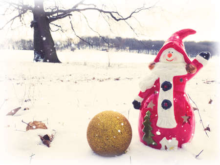 Ceramic snowman winter decorationの写真素材