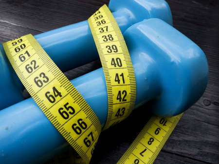 two dumbbells for fitness weight lossの写真素材