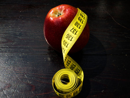 Red apple with measurement,diet concept