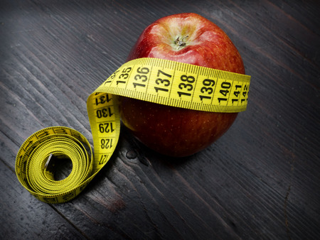 Red apple with measurement,diet conceptの写真素材