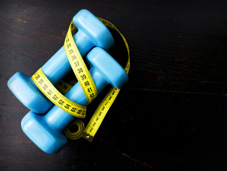 two dumbbells for fitness weight lossの写真素材