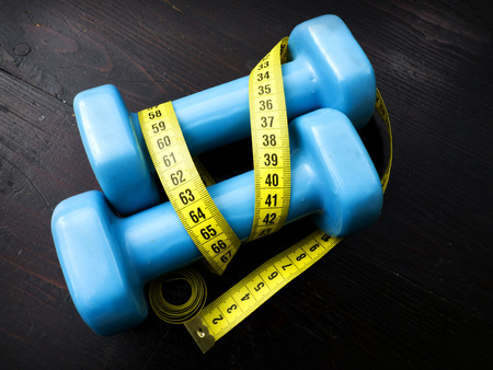 two dumbbells for fitness weight lossの写真素材