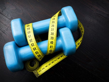 two dumbbells for fitness weight lossの写真素材