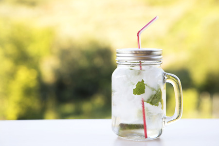 Mojito summer jar cocktailの写真素材