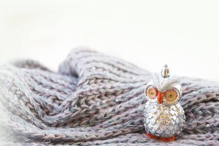 Christmas decoration on winter wool scarfの写真素材