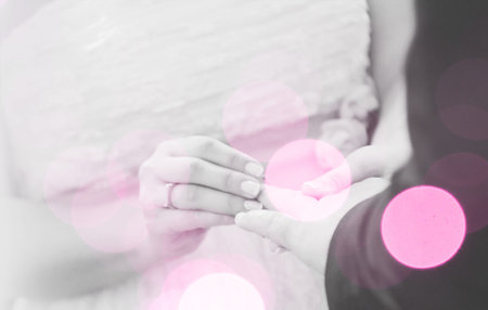 happy couple getting married on valentine dayの写真素材