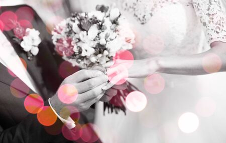 happy couple getting married on valentine dayの写真素材