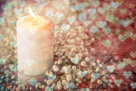 St Valentine's day greeting card with candleの写真素材