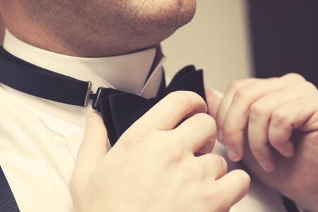 Groom getting readyの写真素材