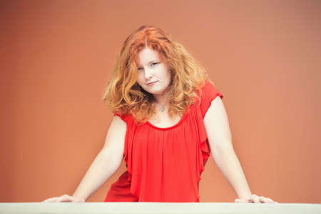 Redhead autumn beautyの写真素材