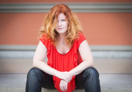 Redhead autumn beautyの写真素材