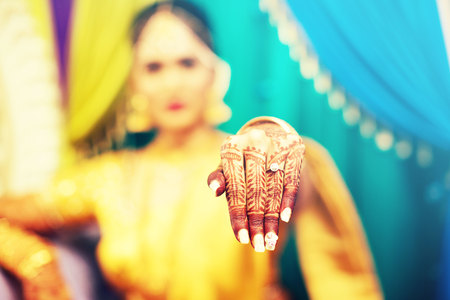 Henna tattoo, indian brideの写真素材
