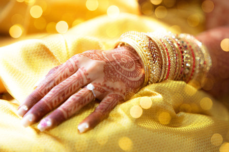 Henna tattoo, indian brideの写真素材