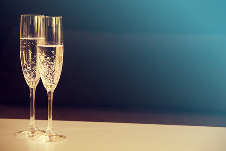 champagne glasses. Happy new yearの写真素材