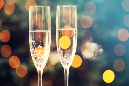 Vintage champagne glasses. New Year backgroundの写真素材