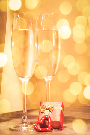 Valentines day champagne glassesの写真素材