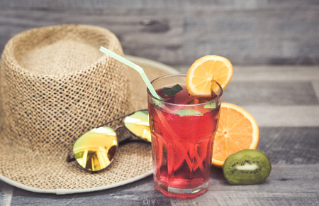 Summer holiday cocktail glassの写真素材