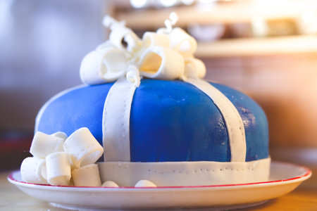 Homemade present cake , baby boy cake