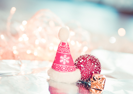 Christmas hat decoration on white backgroundの写真素材