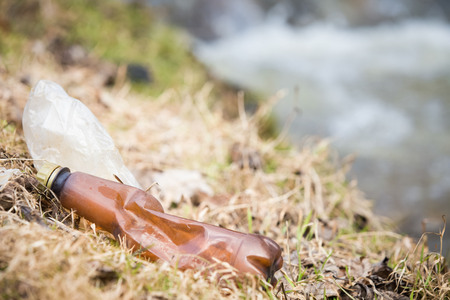 River marine plastic pollution, plastic free conceptの写真素材