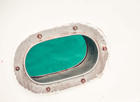 Yacht detail. Summer sea boat sailingの写真素材