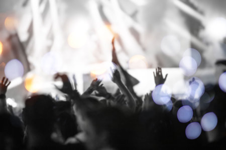 Crowd at summer festival blurred background