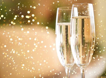 Happy new year champagne glasses backgroundの写真素材
