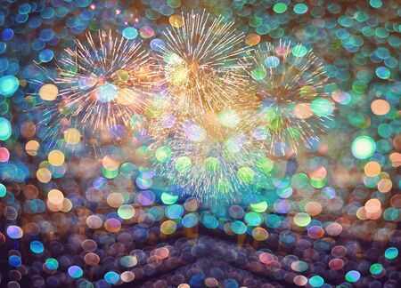 Happy New Year abstract fireworks backgroundの写真素材