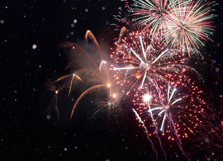 Happy New Year abstract fireworks backgroundの写真素材