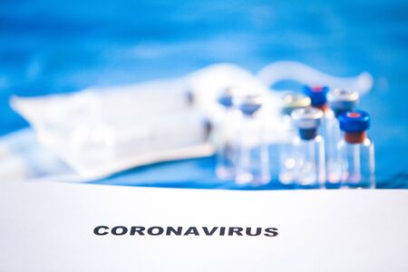 Coronavirus vaccines bottles medical backgroundの写真素材