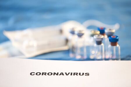 Coronavirus vaccines bottles medical backgroundの写真素材