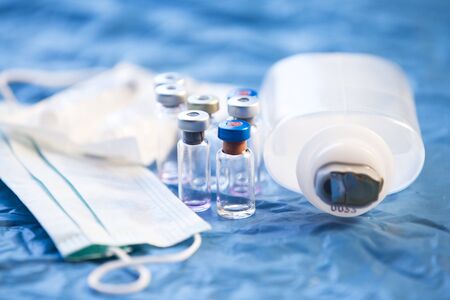 Coronavirus vaccines bottles medical backgroundの写真素材