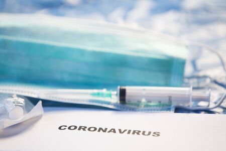 Coronavirus vaccines bottles medical backgroundの写真素材