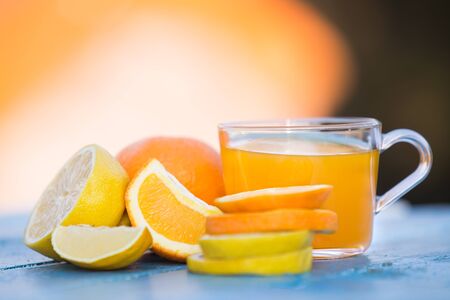 Fresh orange juice for breakfastの写真素材