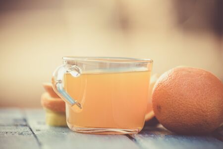 Fresh orange juice for breakfastの写真素材