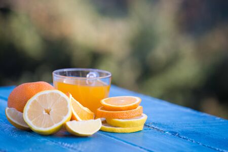 Fresh orange juice for breakfastの写真素材