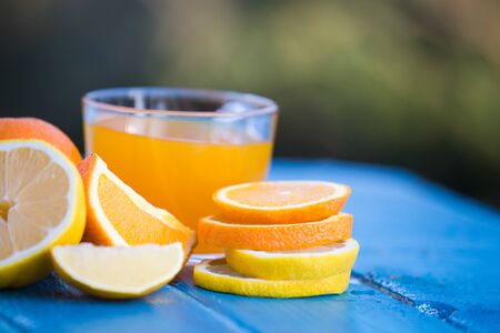 Fresh orange juice for breakfastの写真素材