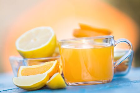 Fresh orange juice for breakfastの写真素材
