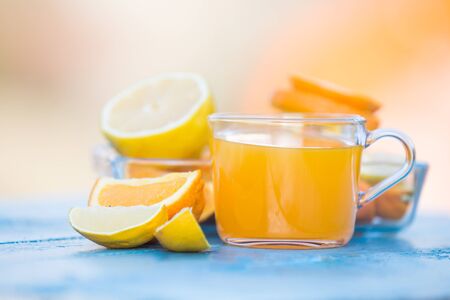 Fresh orange juice for breakfastの写真素材