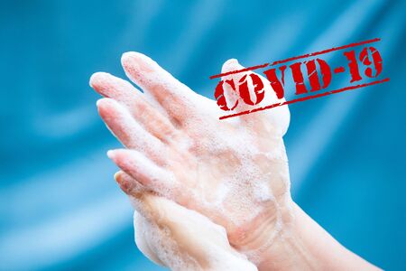Stop coronavirus by washing handsの写真素材