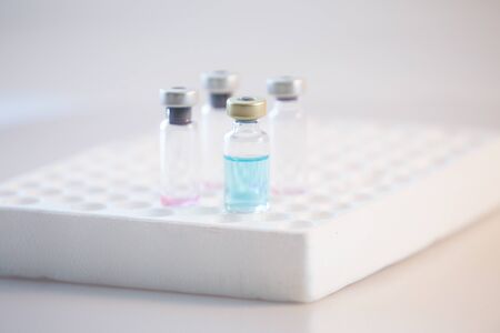 Coronavirus pandemic vaccine research backgroundの写真素材