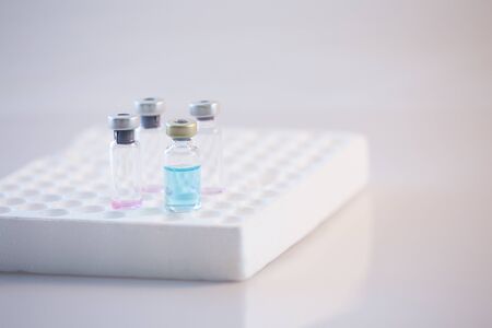 Coronavirus pandemic vaccine research backgroundの写真素材