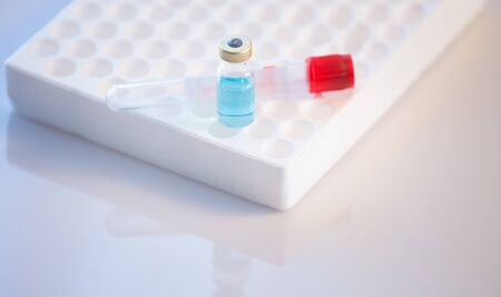 Coronavirus pandemic vaccine research backgroundの写真素材