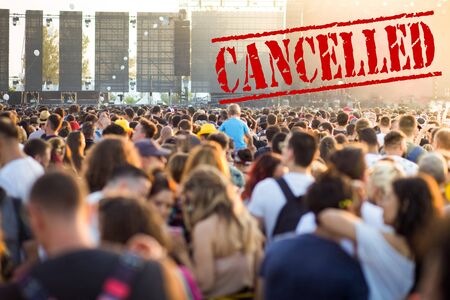 Cancelled due to coronavirus concert crowdの写真素材